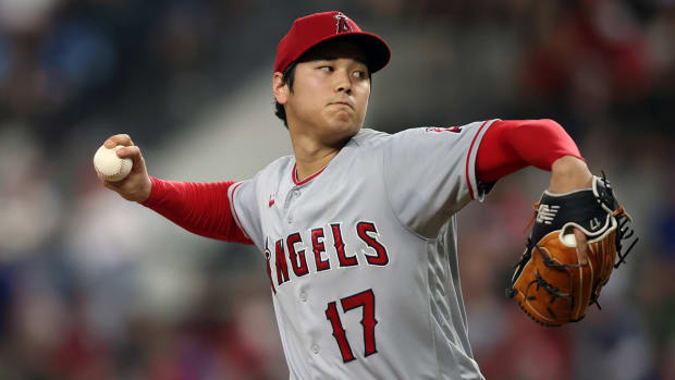 Shohei Ohtani pitching for the Angels